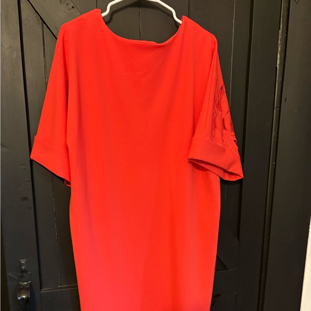 Vibrant coral Shift Dress - Clean Minimal Silhouette